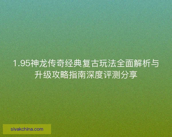 1.95神龙传奇经典复古玩法全面解析与升级攻略指南深度评测分享