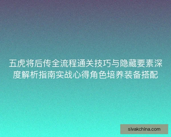 五虎将后传全流程通关技巧与隐藏要素深度解析指南实战心得角色培养装备搭配