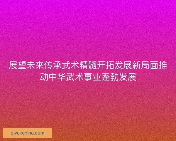 展望未来传承武术精髓开拓发展新局面推动中华武术事业蓬勃发展